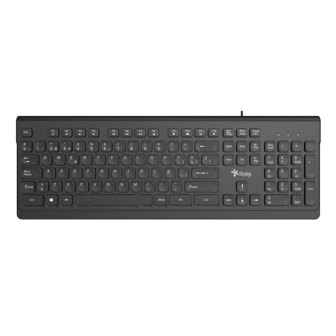 Teclado Alámbrico Stylos STPTEC6B Membrana 100  104 Teclas Conexión USB A 1.5m Negro - Teclado Alámbrico Stylos STPTEC6B Membrana 100  104 Teclas Conexión USB A 1.5m Negro -